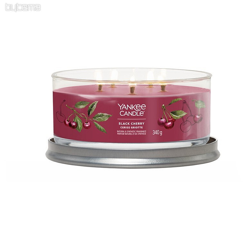 sveča YANKEE CANDLE dišava BLACK CHERRY TUMBER MEDIUM 5 stenj