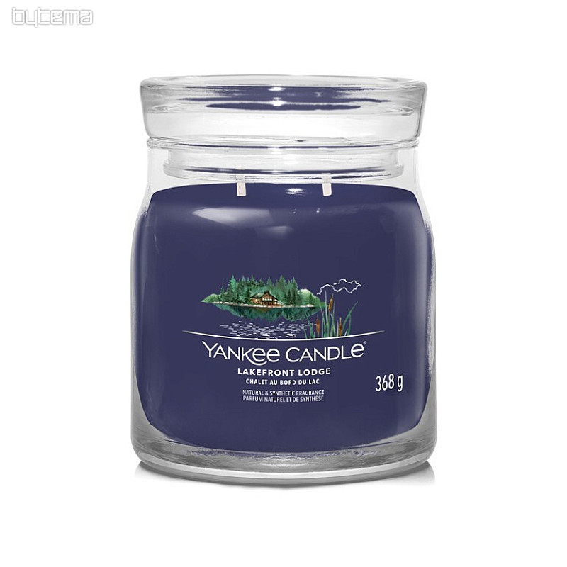 sveča YANKEE CANDLE dišava LAKEFRONT LODGE GLASS MEDIUM 2 stenja