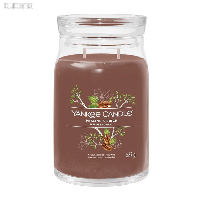 sveča YANKEE CANDLE dišava PRALINE in BREZA KOZAREC LARGE 2 stenja