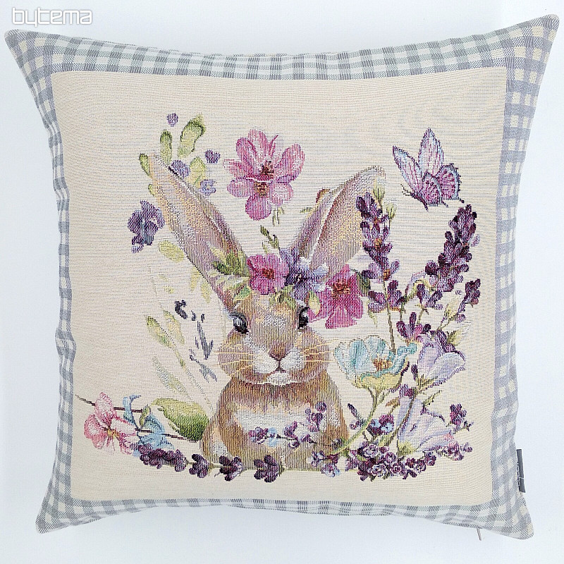 Prevleka za blazino BUNNY IN A FRAME siva karo