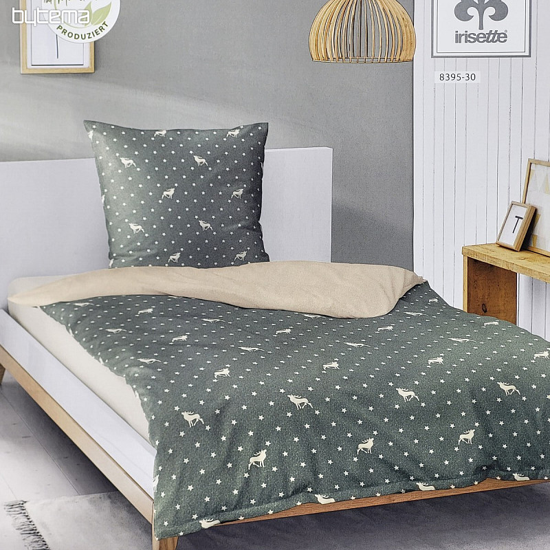 Luksuzna flanelasta posteljnina IRISETTE 8395-30 PANDA zelena