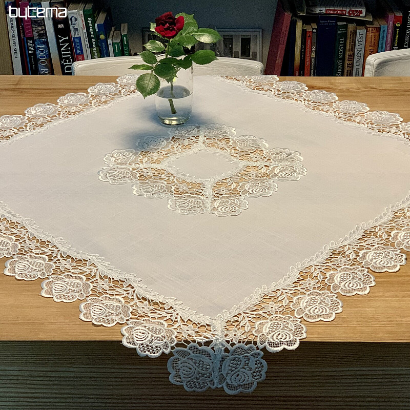 Prt WHITE ROSE LACE