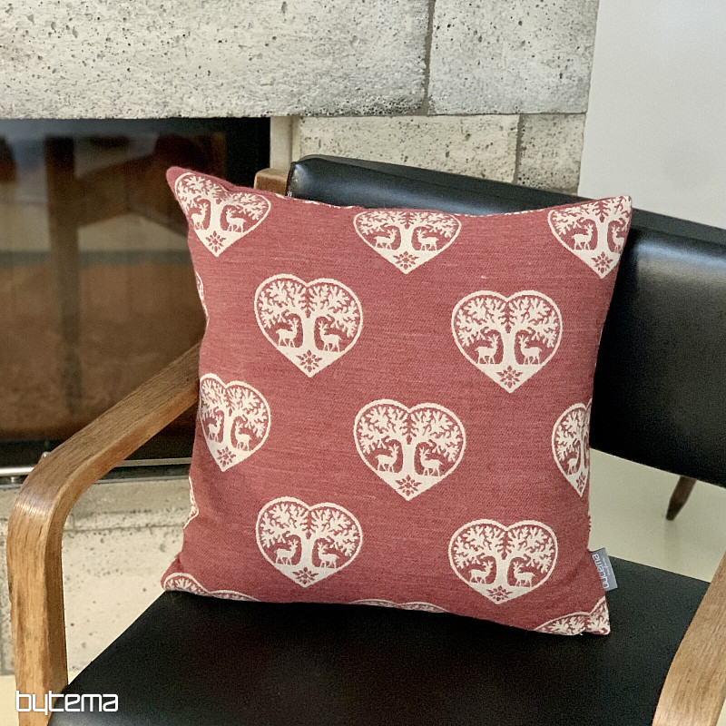 Luksuzni dekorativni pregrinjalo SRCE Z JELENI rdeča A