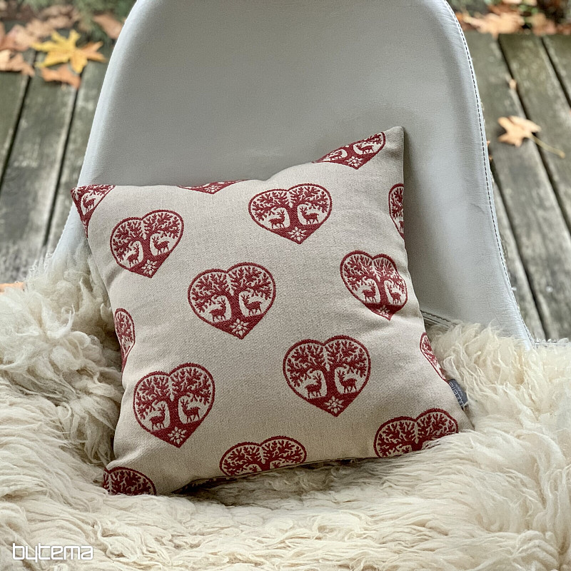 Luksuzni dekorativni pregrinjalo SRCE Z JELENI rdeča B