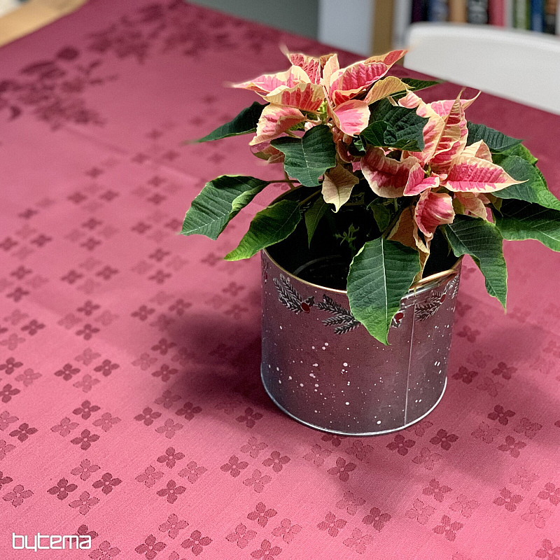 Prt DAMASK rože bordo 120x140