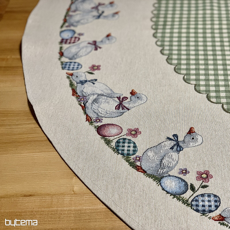 Okrogel tapiserijski prt HUSSIČKY ZELENO KARIRANO