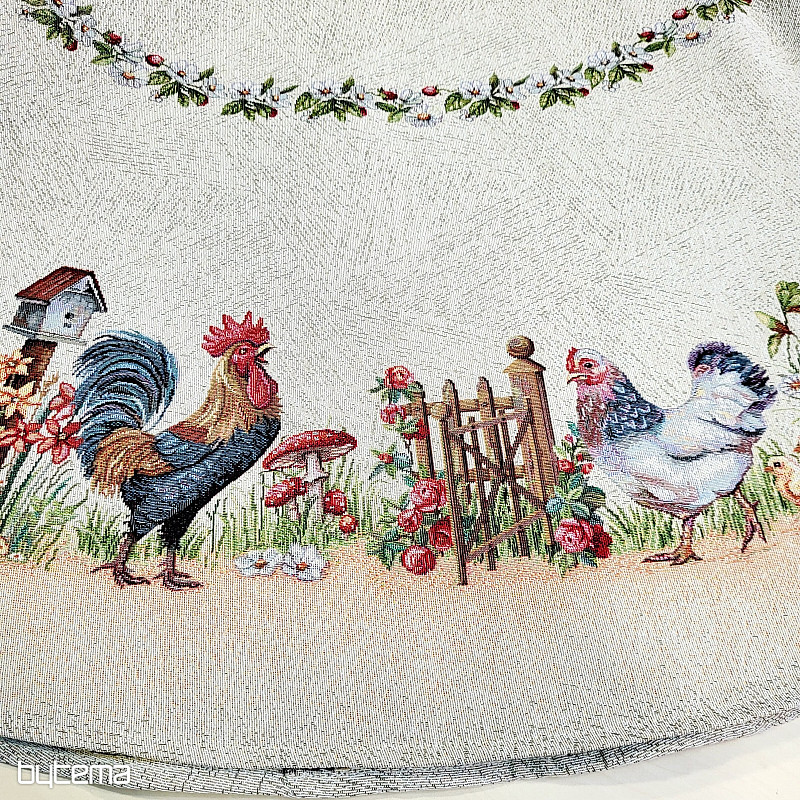 Okrogel tapiserijski prt ROCK BY THE FENCE