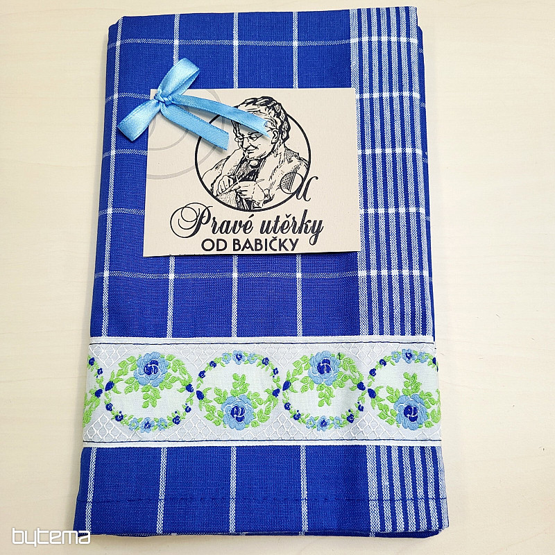 BABIČINA MODRA BRISAČA S CVETJEM