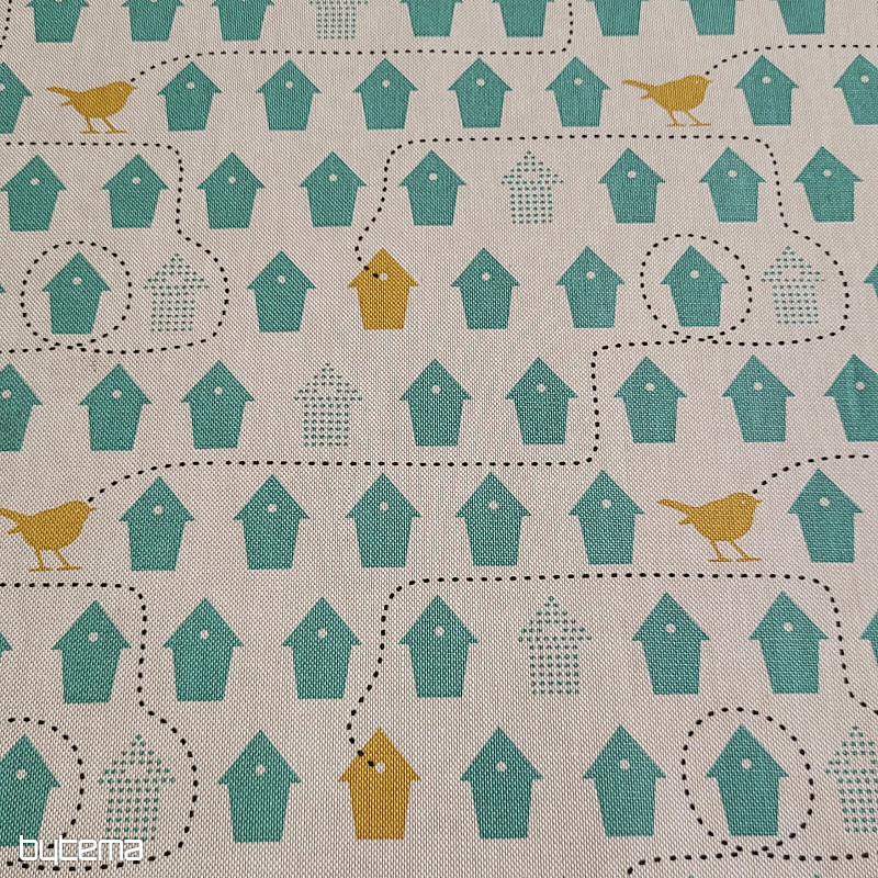 Bombažna tkanina PTIČJE HIŠICE