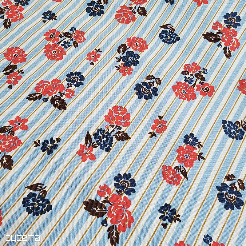 Bombažna tkanina MODRA ČRTNA RIMCHA