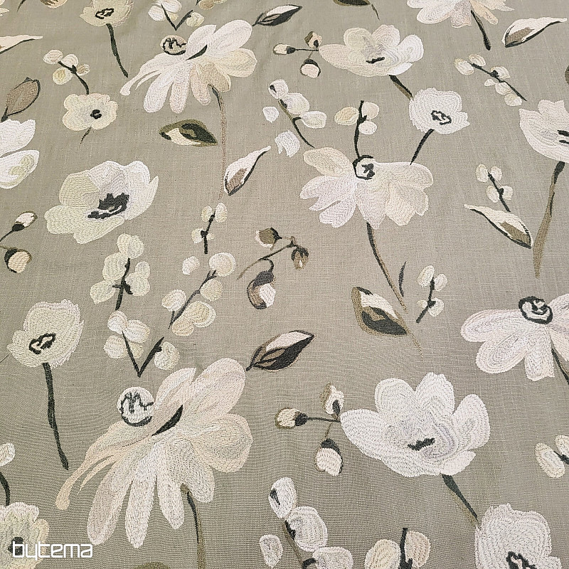 Dekorativna tkanina RICAMATO VEZENINA z lanom