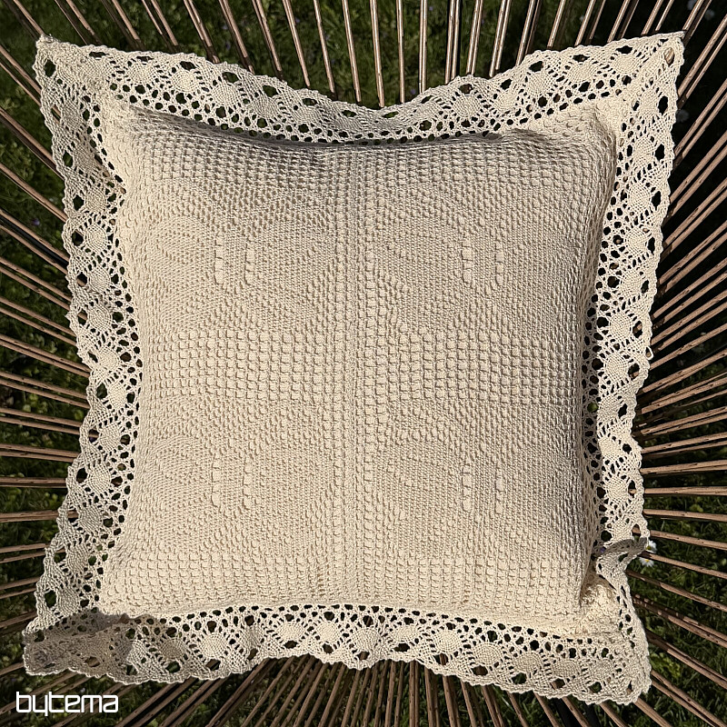 Dekorativna prevleka za vzglavnik ČIPKA METULJ bež