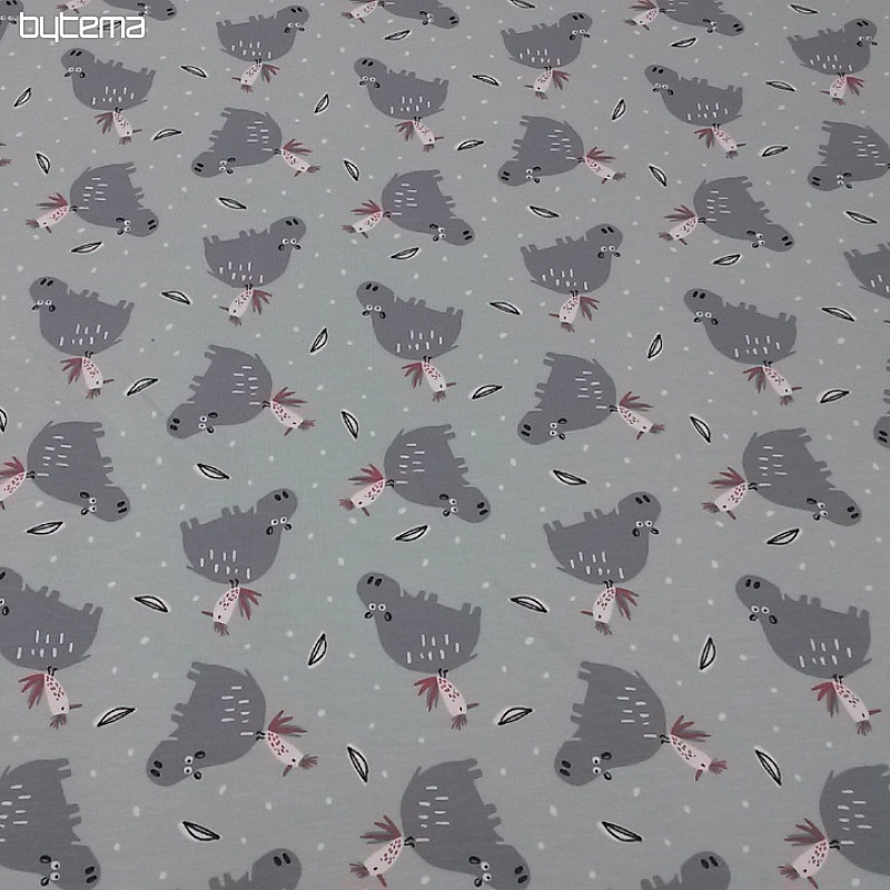 Bombažna pletenina potisk HIPPO HIPIZ mentol