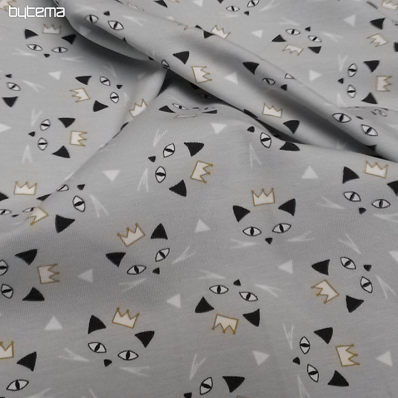 Bombažna pletenina MAOUCHA CAT siva