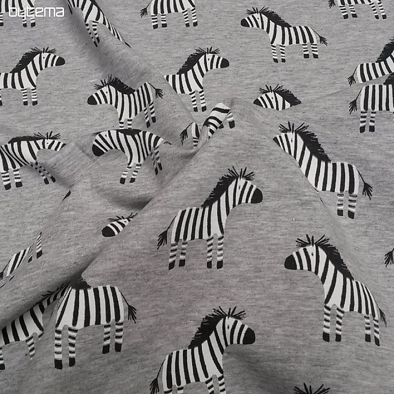 Bombažna pletenina ZEBRA potisk siva