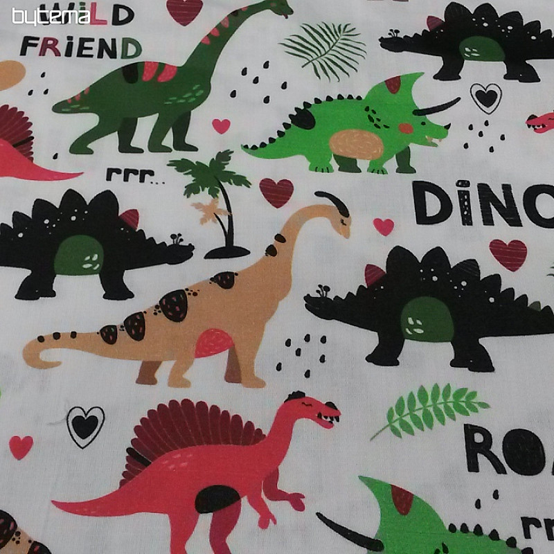Otroški bombažni saten digitalni tisk DINOZAVRI