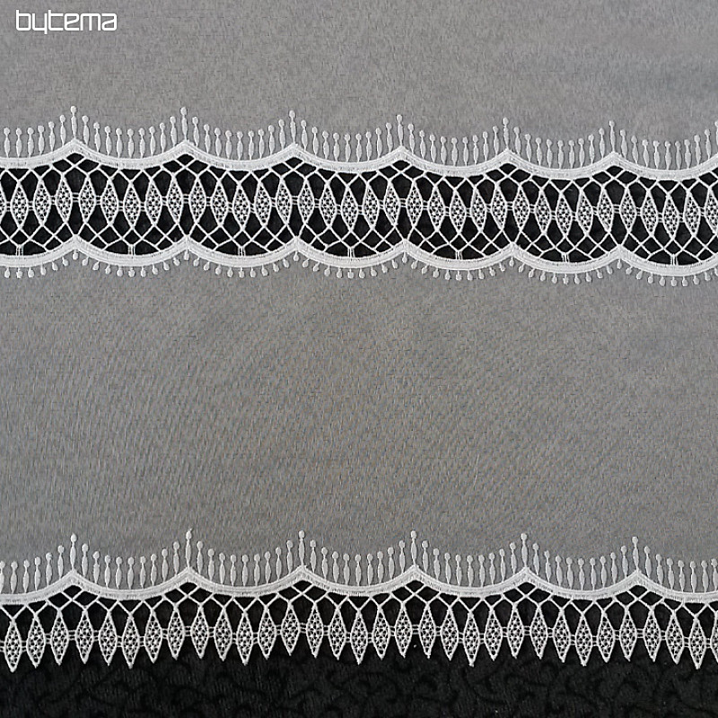 Vezena luksuzna zavesa GERSTER 11050 bel ornament