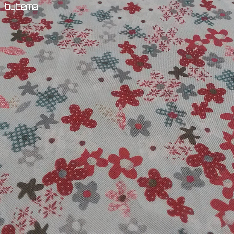 Otroška dekorativna tkanina FLOWERS rdeča