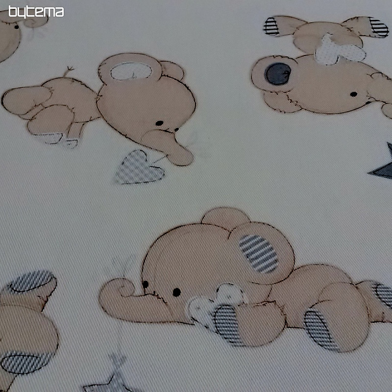 Otroška dekorativna tkanina SLONI krem