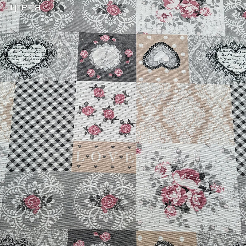 Dekorativna tkanina LIA siva patchwork