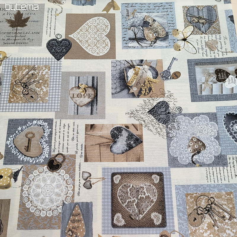 Dekorativna tkanina HEART SHABBY bež