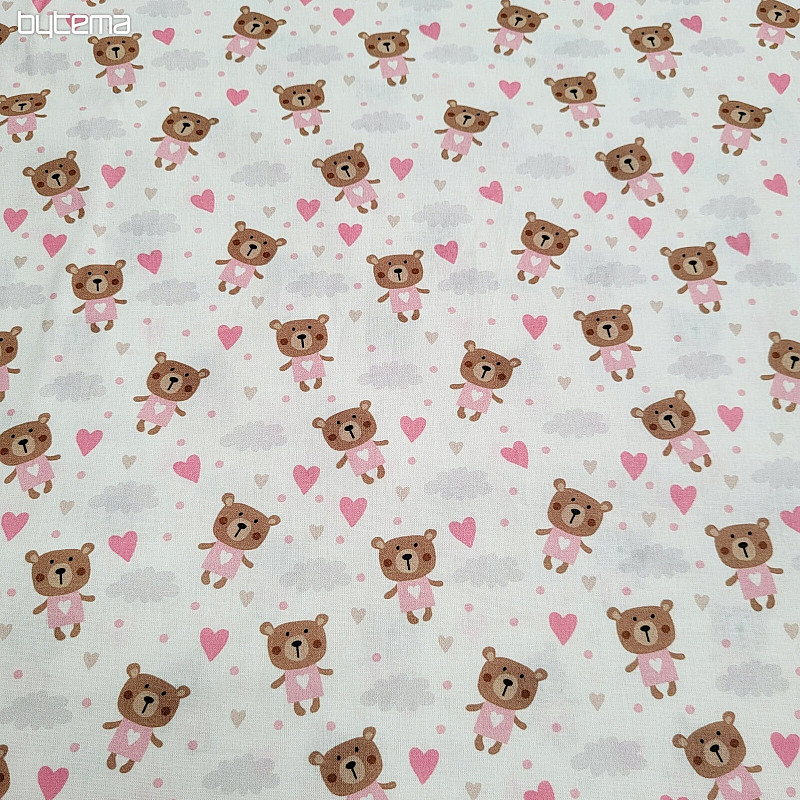 Bombažna tkanina LOVE BEAR roza
