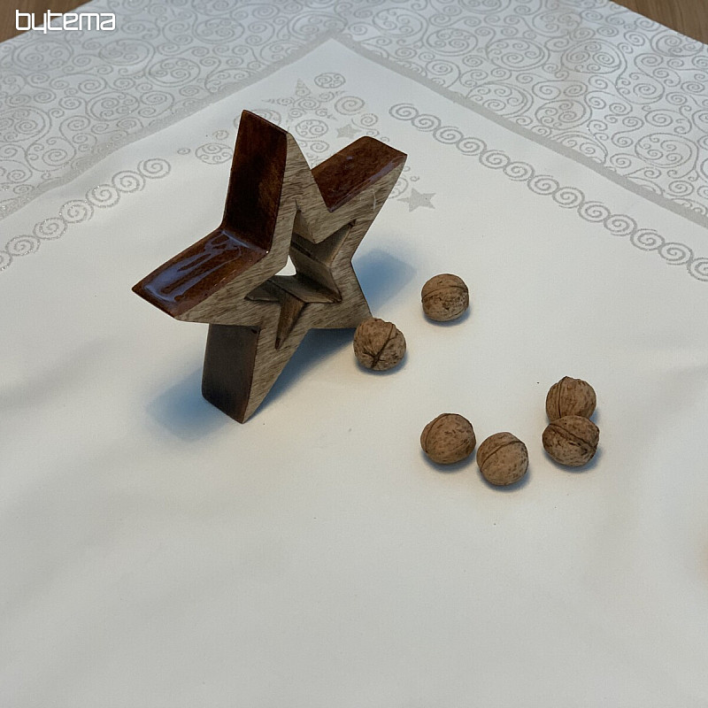 Božični prt ORNAMENT srebrn natur
