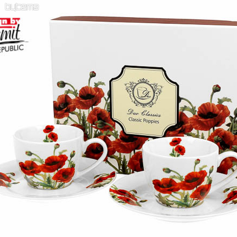 Set skodelic in krožničkov Classic Poppys 90 ml