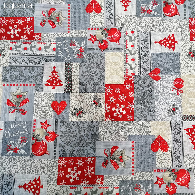 Dekorativna tkanina PATCHWORK božično siva