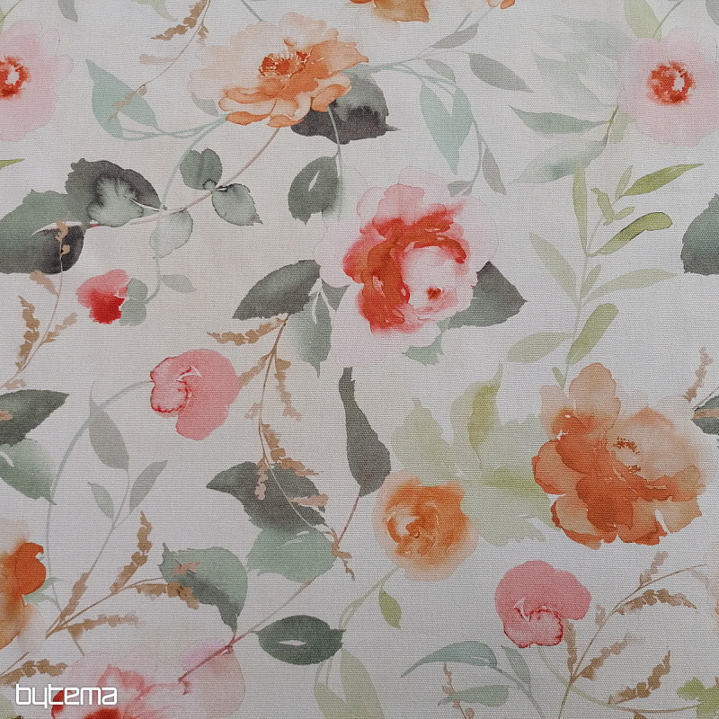 Dekorativna tkanina FLOWERS oranžna