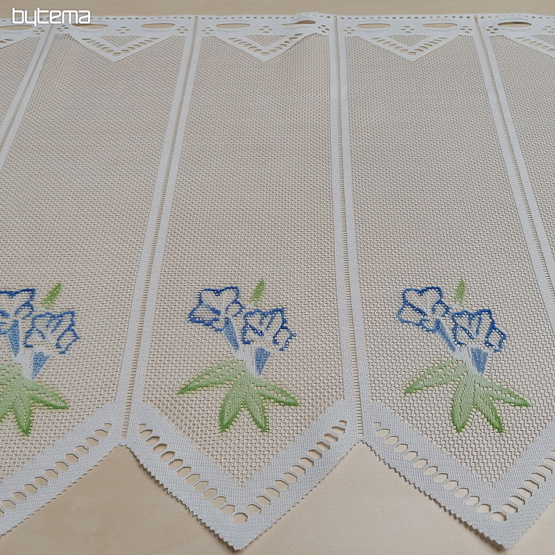 Žakard zavesa DD 875 Modri cvetovi