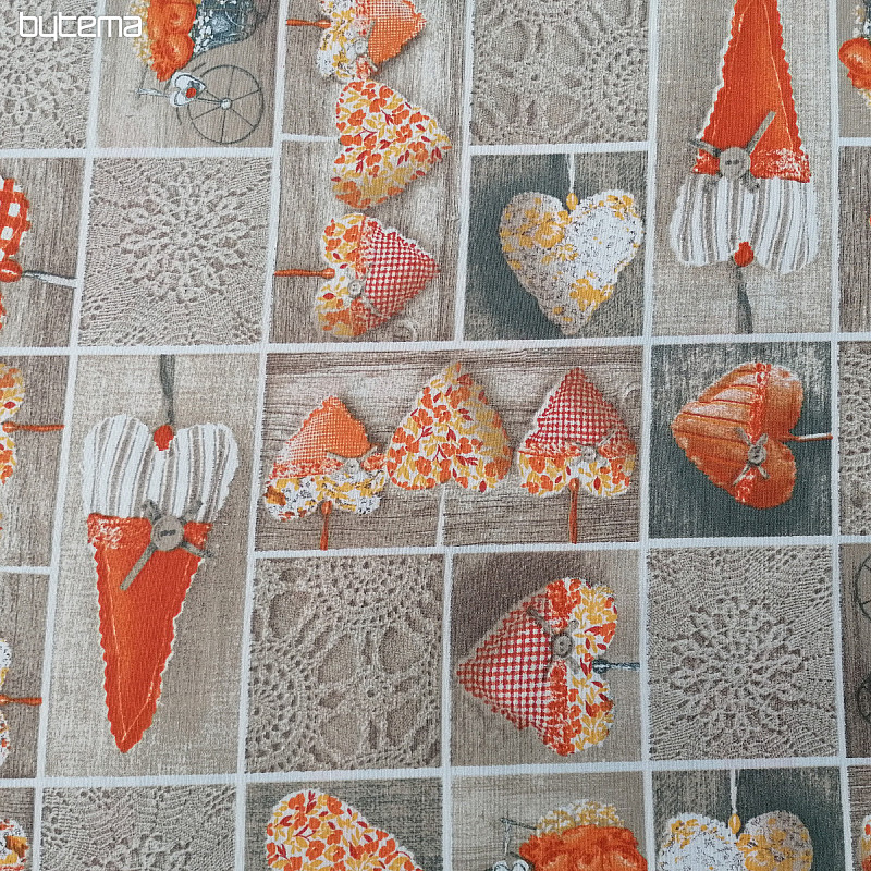 Dekorativna tkanina LIDIA&#39;S HEART oranžna