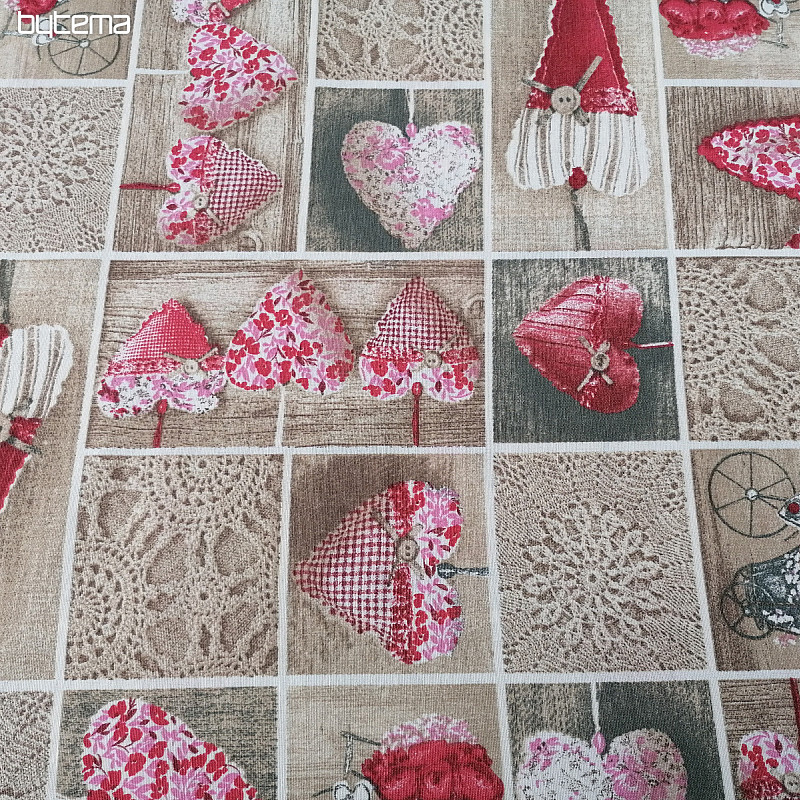 Dekorativna tkanina LIDIA&#39;S HEART rdeča