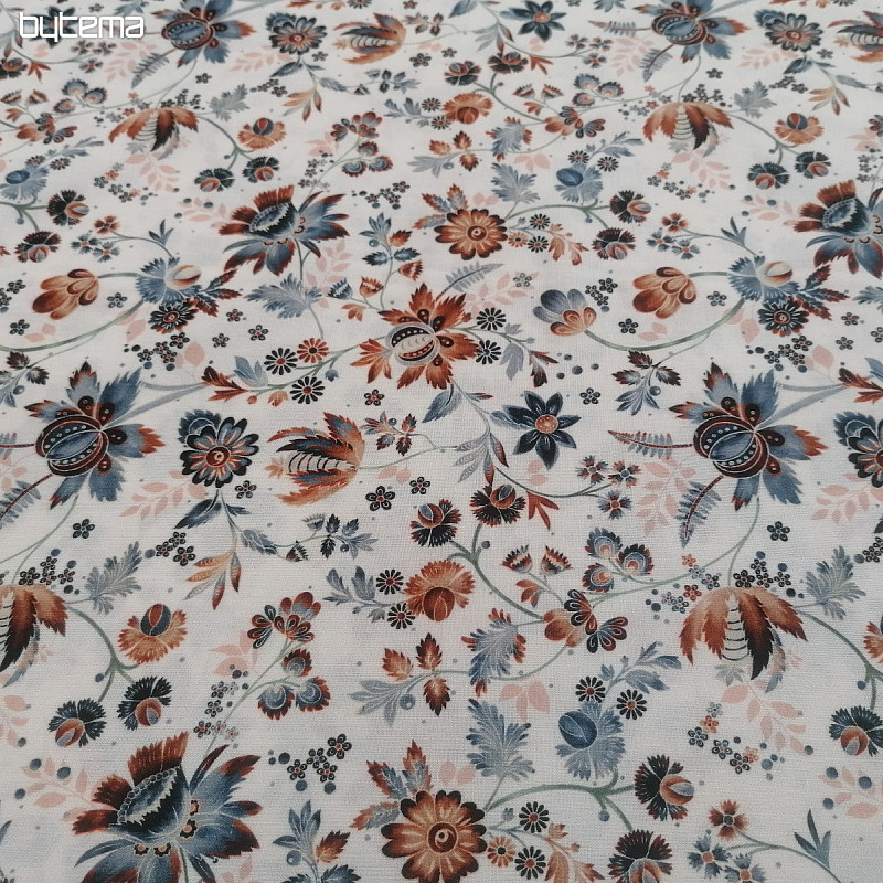 Bombažna tkanina VARANASI KALAMKARI bela