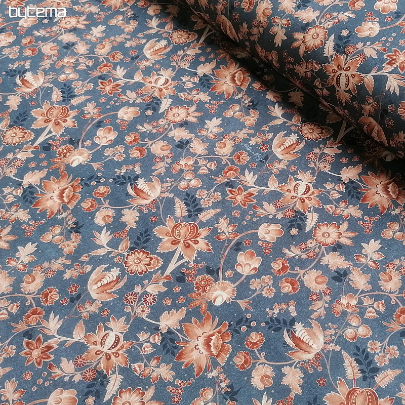 VARANASI KALAMKARI modra bombažna tkanina