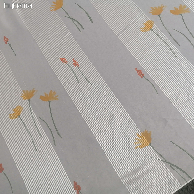 Voile zavesa bele črte z rožami 829291/05
