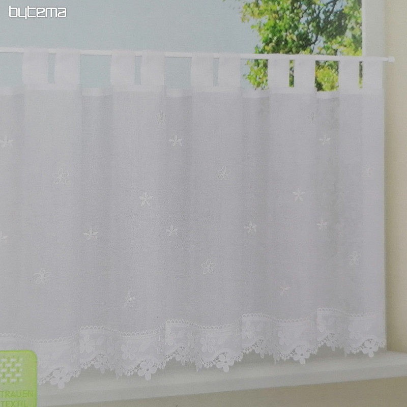 Končana zavesa GERSTER bela roža 50x150 cm