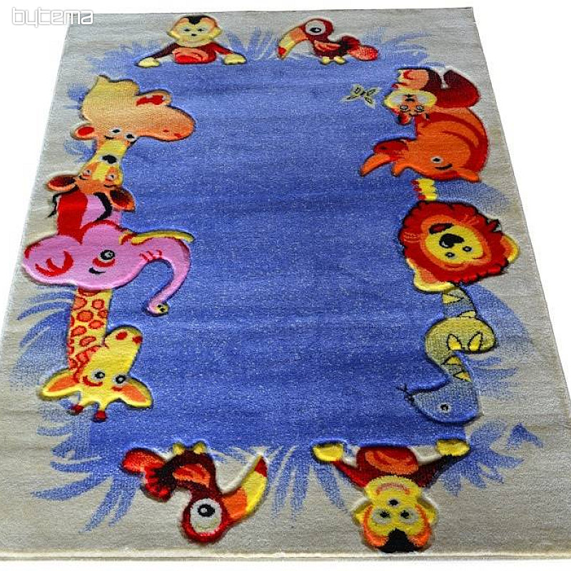 Otroška preproga KIDS SAFARI krem-modra