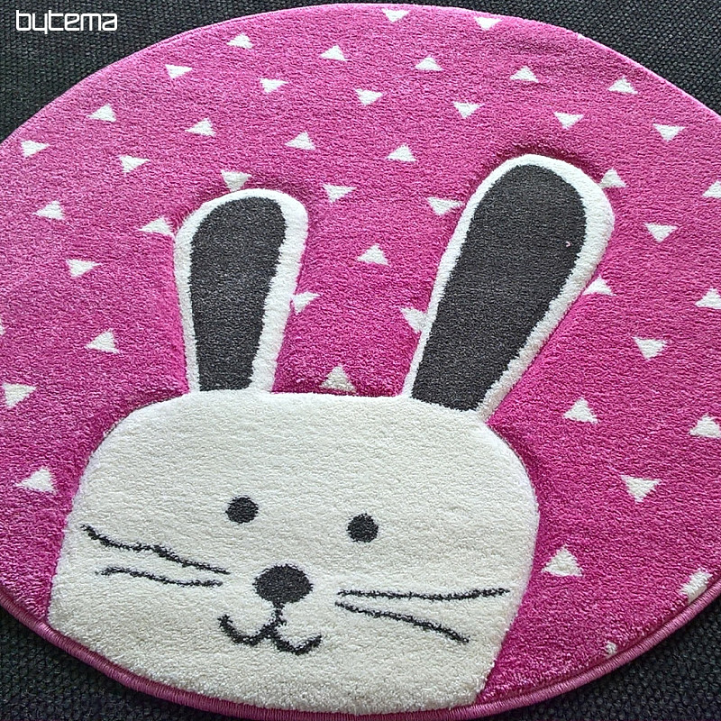 Otroška okrogla preproga PASTEL Bunny roza