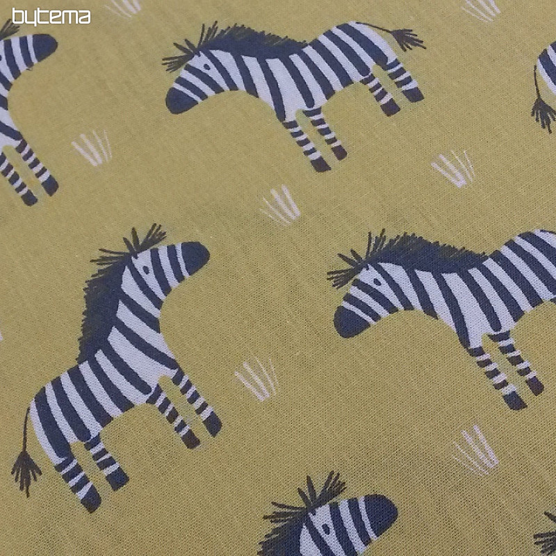 Rumeno-zelena bombažna tkanina ZEBRA