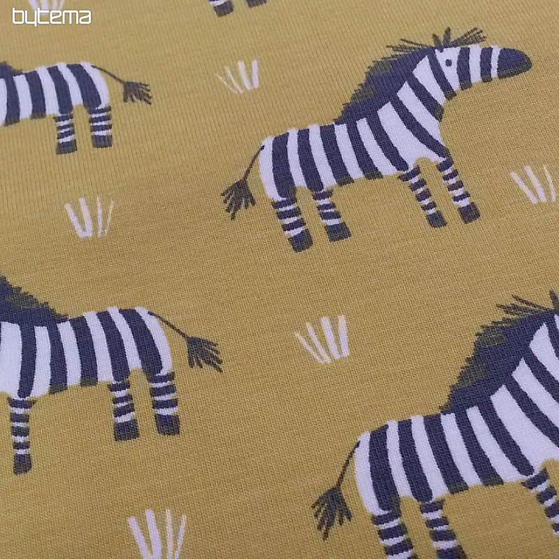 Rumeno-zelena bombažna pletenina ZEBRA