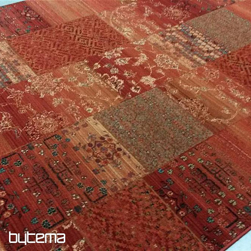 Luksuzne volnene preproge ROYAL PATCHWORK rdeče