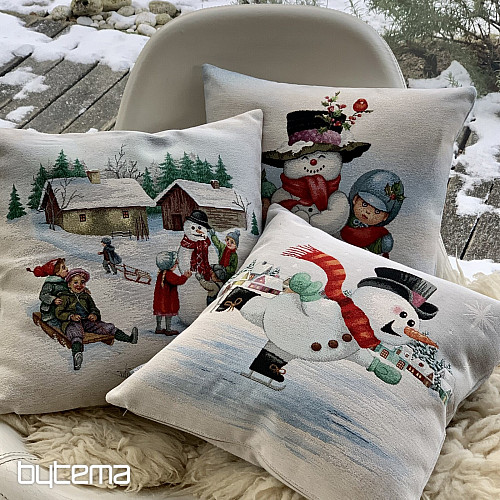 Božični gobelin SNEŽAK NA DRSALKAH