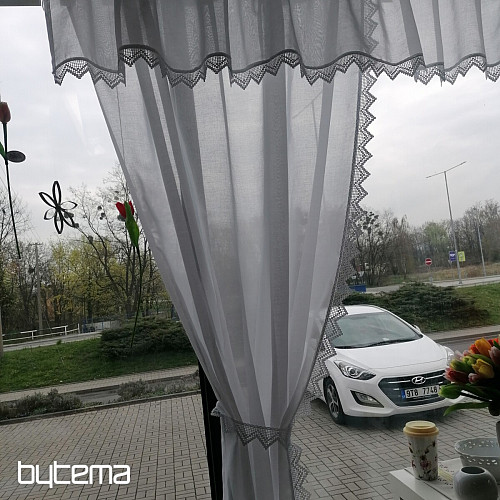Končana zavesa - komplet: 2 kom zaves + 1 kos volan s čipko