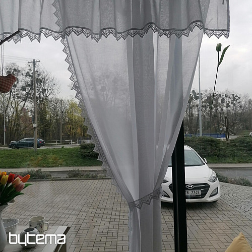 Končana zavesa - komplet: 2 kom zaves + 1 kos volan s čipko