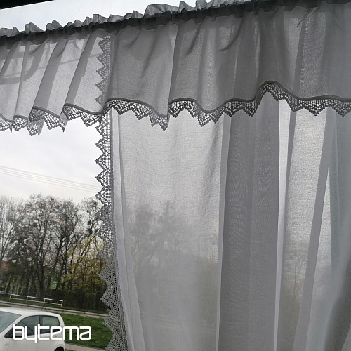 Končana zavesa - komplet: 2 kom zaves + 1 kos volan s čipko