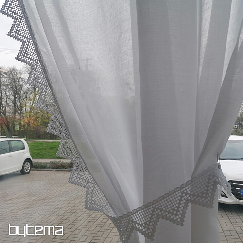 Končana zavesa - komplet: 2 kom zaves + 1 kos volan s čipko