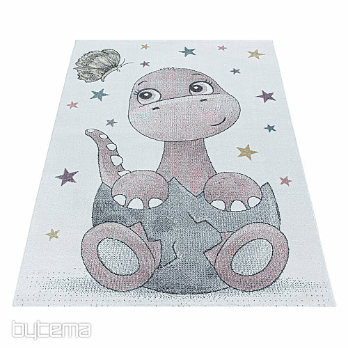 Luksuzna otroška delna preproga FUNNY DINOSAURS PINK