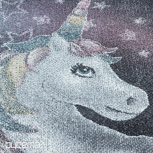 Okrogla otroška kos preproga FUNNY unicorn siva