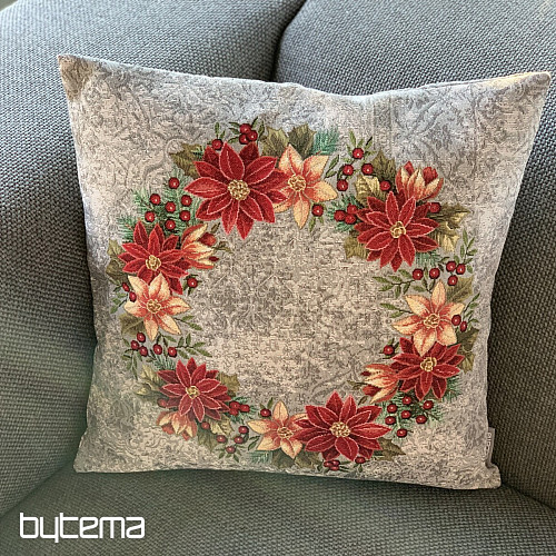 Božični ovitek za gobelin CHRISTMAS ROSE-GREY HOLY WREATH
